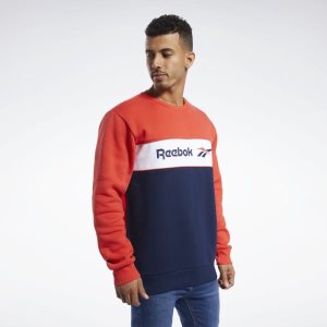 Reebok Classic Linear Crew Sweatshirt Herren - Rot/Navy - DE 618-DEH